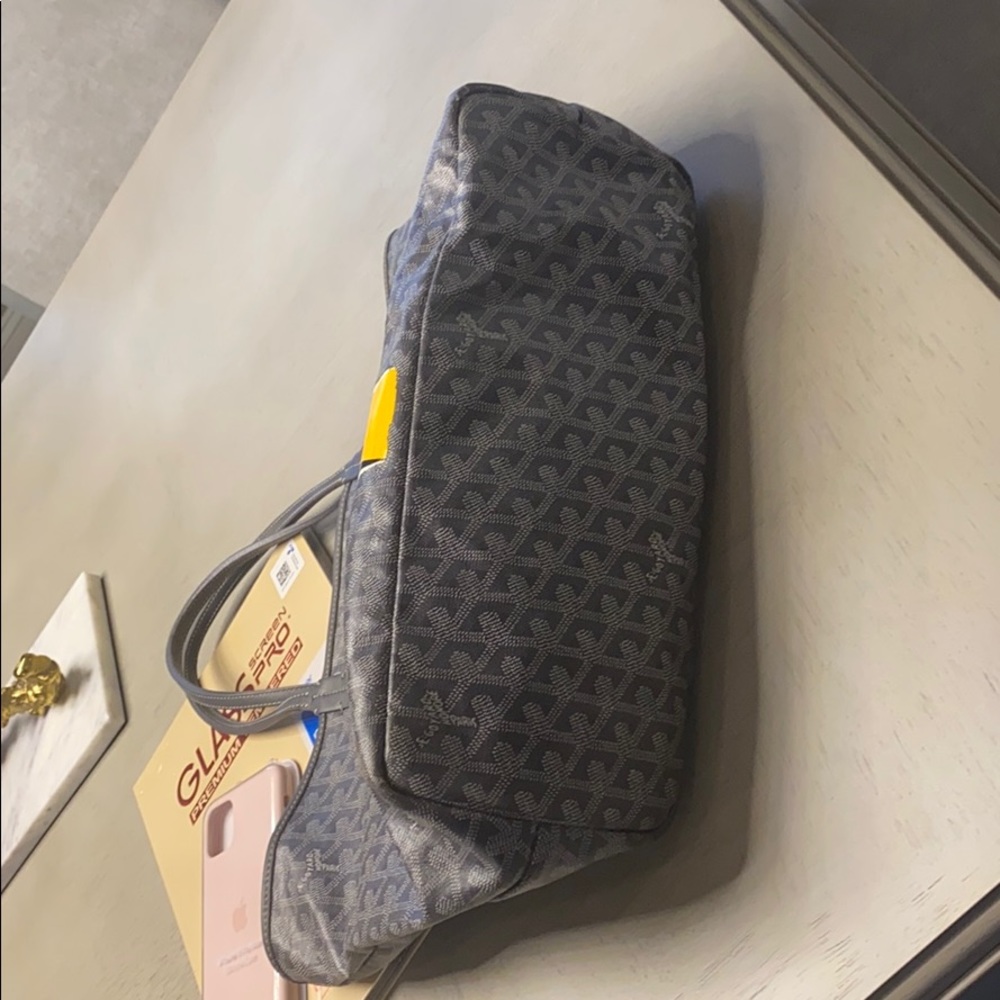 Goyard Gray Monogram Tote with Yellow and White Stripe - Picture 3 of 8